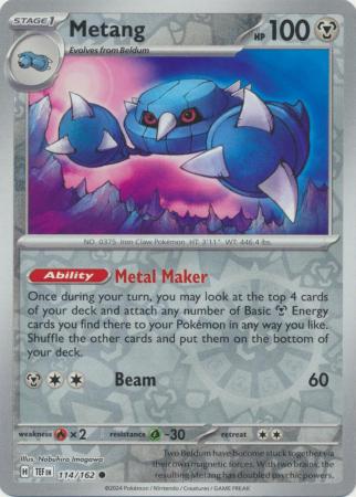 Pokemon - Metang - 114/162 - Common Reverse Holo - Scarlet & Violet: Temporal Forces Singles - Top CollectiblesCollectible CardsPokémon