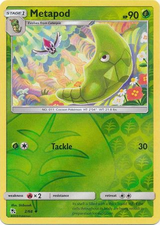 Pokemon - Metapod - 2/68 - Uncommon Reverse Holo - Hidden Fates Series - Top CollectiblesCollectible CardsPokémon