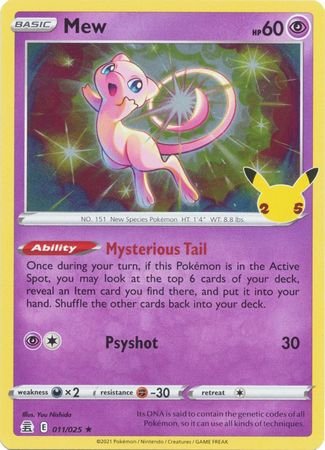 Pokemon - Mew - 11/25 - Holo Rare - Celebrations Series - Top CollectiblesCollectible CardsPokémon