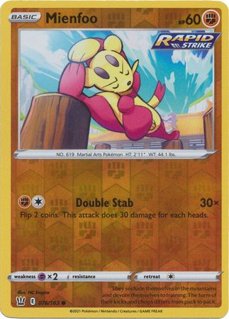 Pokemon - Mienfoo - 076/163 - Common Reverse Holo - Sword &amp; Shield: Battle Styles Singles - Top CollectiblesCollectible CardsPokémon