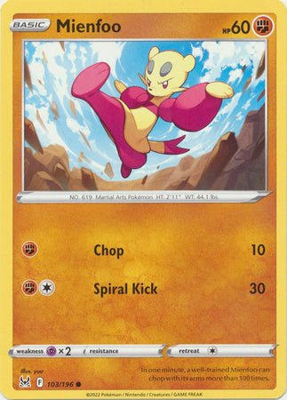 Pokemon - Mienfoo - 103/196 - Common - Sword &amp; Shield: Lost Origin Series - Top CollectiblesCollectible CardsPokémon