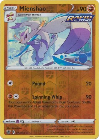 Pokemon - Mienshao - 077/163 - Rare Reverse Holo - Sword &amp; Shield: Battle Styles Singles - Top CollectiblesCollectible CardsPokémon