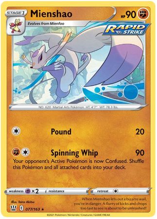 Pokemon - Mienshao - 077/163 - Rare - Sword &amp; Shield: Battle Styles Singles - Top CollectiblesCollectible CardsPokémon