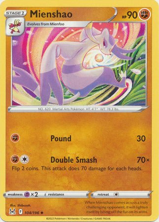 Pokemon - Mienshao - 104/196 - Uncommon - Sword & Shield: Lost Origin Series - Top CollectiblesCollectible CardsPokémon