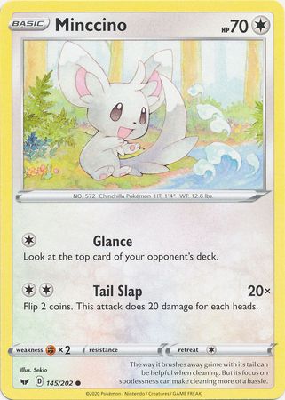 Pokemon - Minccino - 145/202 - Common - Sword &amp; Shield: Base Set Series - Top CollectiblesCollectible CardsPokémon