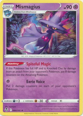 Pokemon - Mismagius - 064/195 - Rare - Sword & Shield: Silver Tempest Series - Top CollectiblesCollectible CardsPokémon