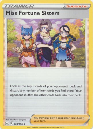Pokemon - Miss Fortune Sisters - 164/196 - Uncommon - Sword &amp; Shield: Lost Origin Series - Top CollectiblesCollectible CardsPokémon