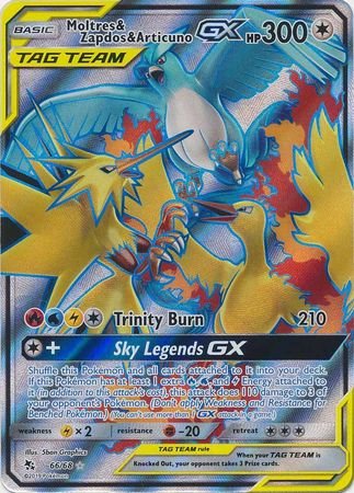 Pokemon - Moltres & Zapdos & Articuno GX - 66/68 - Full Art Ultra Rare - Hidden Fates Series - Top CollectiblesCollectible CardsPokémon