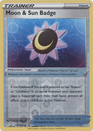 Pokemon - Moon &amp; Sun Badge - 151/203 - Uncommon Reverse Holo - Sword &amp; Shield: Evolving Skies Series - Top CollectiblesCollectible CardsPokémon