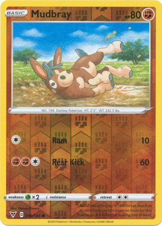 Pokemon - Mudbray - 096/185 - Common Reverse Holo - Sword & Shield: Vivid Voltage Series - Top CollectiblesCollectible CardsPokémon