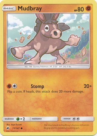 Pokemon - Mudbray - 77/147 - Common - Sun &amp; Moon: Burning Shadows Series - Top CollectiblesCollectible CardsPokémon