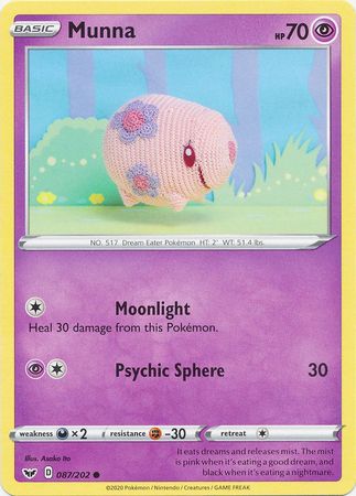 Pokemon - Munna - 087/202 - Common - Sword &amp; Shield: Base Set Series - Top CollectiblesCollectible CardsPokémon