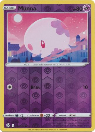 Pokemon - Munna - 121/264 - Common Reverse Holo - Sword &amp; Shield: Fusion Strike Series - Top CollectiblesCollectible CardsPokémon