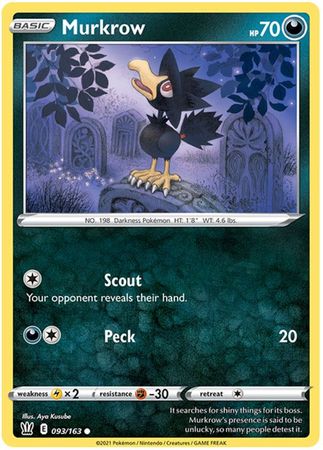 Pokemon - Murkrow - 093/163 - Common - Sword &amp; Shield: Battle Styles Singles - Top CollectiblesCollectible CardsPokémon