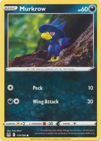 Pokemon - Murkrow - 114/196 - Common - Sword & Shield: Lost Origin Series - Top CollectiblesCollectible CardsPokémon