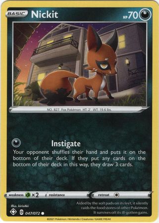 Pokemon - Nickit - 047/072 - Common - Shining Fates Series - Top CollectiblesCollectible CardsPokémon