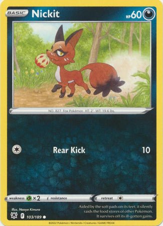 Pokemon - Nickit - 103/189 - Common - Sword &amp; Shield: Astral Radiance Series - Top CollectiblesCollectible CardsPokémon