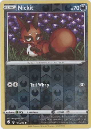 Pokemon - Nickit - 104/203 - Common Reverse Holo - Sword &amp; Shield: Evolving Skies Series - Top CollectiblesCollectible CardsPokémon