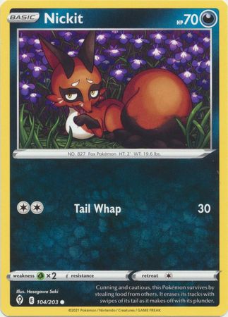 Pokemon - Nickit - 104/203 - Common - Sword &amp; Shield: Evolving Skies Series - Top CollectiblesCollectible CardsPokémon