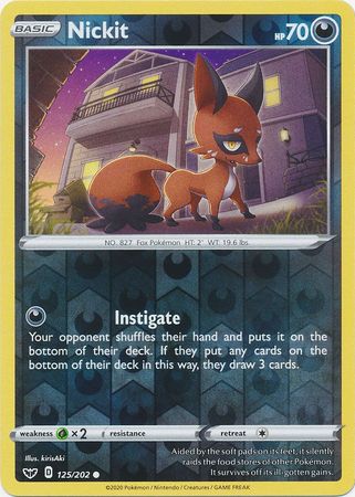 Pokemon - Nickit - 125/202 - Common Reverse Holo - Sword &amp; Shield: Base Set Series - Top CollectiblesCollectible CardsPokémon