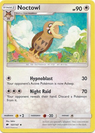 Pokemon - Noctowl - 107/147 - Uncommon - Sun &amp; Moon: Burning Shadows Series - Top CollectiblesCollectible CardsPokémon