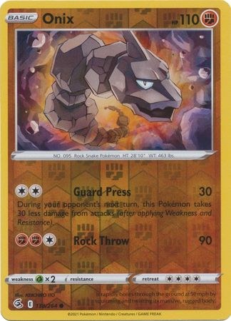 Pokemon - Onix - 138/264 - Common Reverse Holo - Sword &amp; Shield: Fusion Strike Series - Top CollectiblesCollectible CardsPokémon