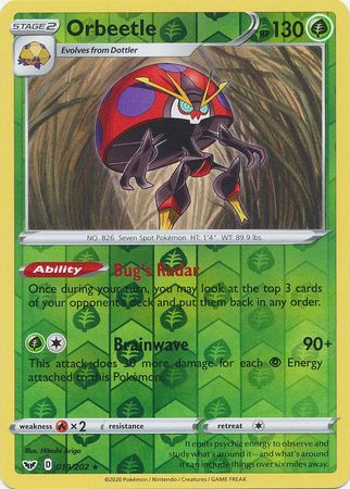 Pokemon - Orbeetle - 019/202 - Rare Reverse Holo - Sword &amp; Shield: Base Set Series - Top CollectiblesCollectible CardsPokémon