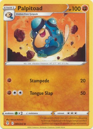 Pokemon - Palpitoad - 089/203 - Uncommon - Sword &amp; Shield: Evolving Skies Series - Top CollectiblesCollectible CardsPokémon