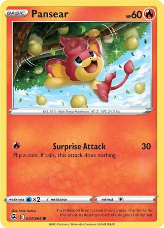 Pokemon - Pansear - 037/264 - Common - Sword &amp; Shield: Fusion Strike Series - Top CollectiblesCollectible CardsPokémon