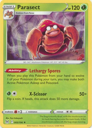 Pokemon - Parasect - 005/196 - Rare - Sword &amp; Shield: Lost Origin Series - Top CollectiblesCollectible CardsPokémon