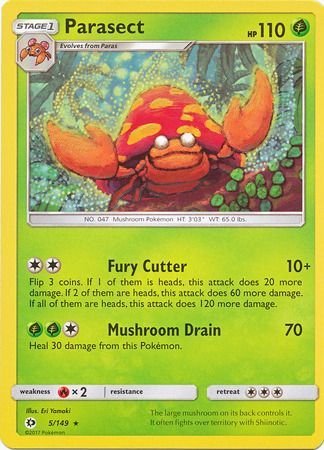 Pokemon - Parasect - 5/149 - Rare - Sun & Moon: Base Set Series - Top CollectiblesCollectible CardsPokémon