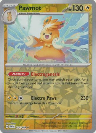 Pokemon - Pawmot - 076/198 - Holo Rare Reverse Holo - Scarlet & Violet (Base Set) Series - Top CollectiblesCollectible CardsPokémon