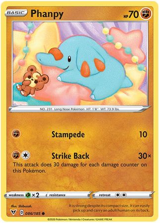 Pokemon - Phanpy - 086/185 - Common - Sword & Shield: Vivid Voltage Series - Top CollectiblesCollectible CardsPokémon