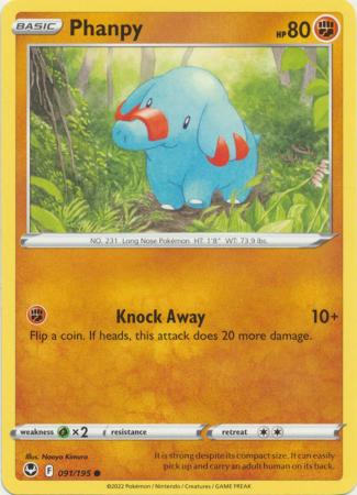 Pokemon - Phanpy - 091/195 - Common - Sword &amp; Shield: Silver Tempest Series - Top CollectiblesCollectible CardsPokémon
