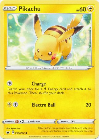 Pokemon - Pikachu - 065/202 - Common - Sword & Shield: Base Set Series - Top CollectiblesCollectible CardsPokémon