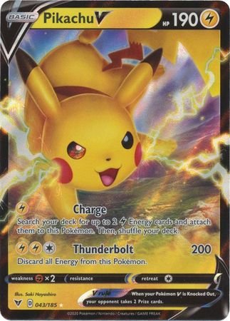 Pokemon - Pikachu V - 043/185 - Ultra Rare - Sword & Shield: Vivid Voltage Series - Top CollectiblesCollectible CardsPokémon