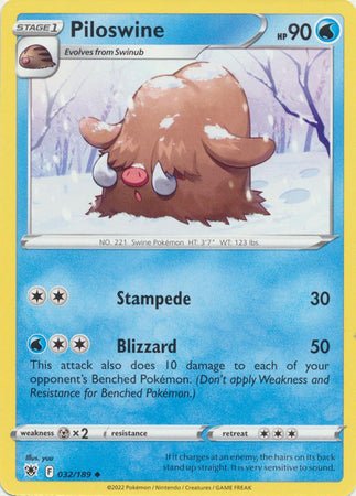Pokemon - Piloswine - 032/189 - Uncommon - Sword &amp; Shield: Astral Radiance Series - Top CollectiblesCollectible CardsPokémon
