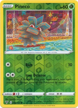 Pokemon - Pineco - 008/185 - Common Reverse Holo - Sword & Shield: Vivid Voltage Series - Top CollectiblesCollectible CardsPokémon