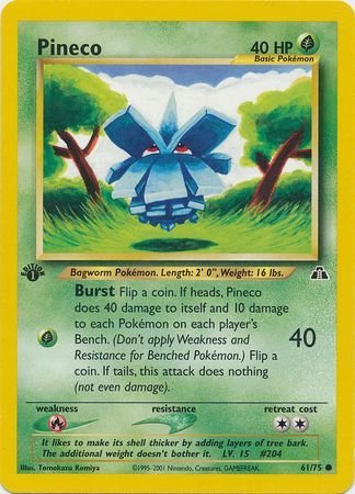 Pokemon - Pineco - 61/75 - Common 1st Edition - Neo Discovery Series - Top CollectiblesCollectible CardsPokémon