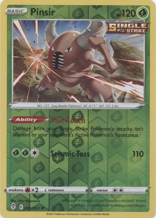 Pokemon - Pinsir - 001/203 - Rare Reverse Holo - Sword & Shield: Evolving Skies Series - Top CollectiblesCollectible CardsPokémon