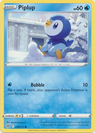 Pokemon - Piplup - 035/172 - Common - Sword &amp; Shield: Brilliant Stars Series - Top CollectiblesCollectible CardsPokémon