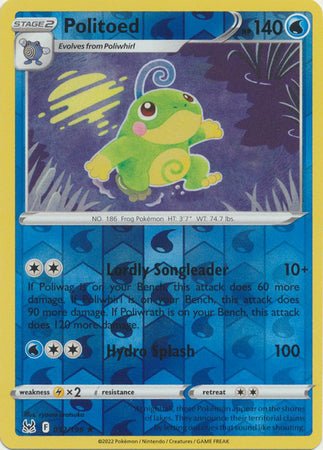 Pokemon - Politoed - 032/196 - Rare Reverse Holo - Sword &amp; Shield: Lost Origin Series - Top CollectiblesCollectible CardsPokémon