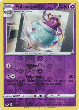 Pokemon - Polteageist - 090/202 - Rare Reverse Holo - Sword & Shield: Base Set Series - Top CollectiblesCollectible CardsPokémon