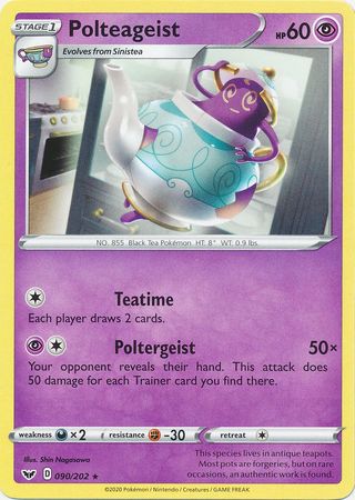 Pokemon - Polteageist - 090/202 - Rare - Sword &amp; Shield: Base Set Series - Top CollectiblesCollectible CardsPokémon