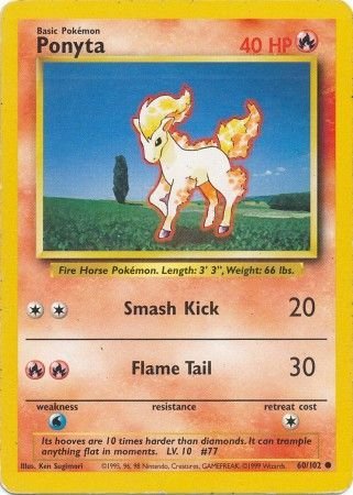 Pokemon - Ponyta - 60/102 - Common Unlimited - Base Set Unlimited Series - Top CollectiblesCollectible CardsPokémon