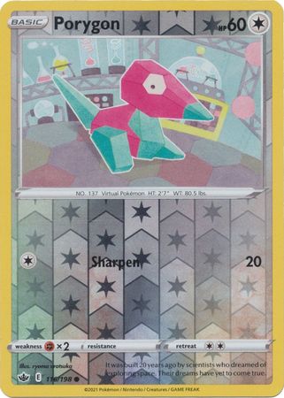 Pokemon - Porygon - 116/198 - Common Reverse Holo - Sword & Shield: Chilling Reign Series - Top CollectiblesCollectible CardsPokémon