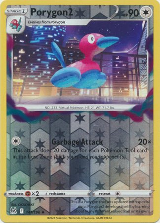 Pokemon - Porygon2 - 141/196 - Uncommon Reverse Holo - Sword &amp; Shield: Lost Origin Series - Top CollectiblesCollectible CardsPokémon