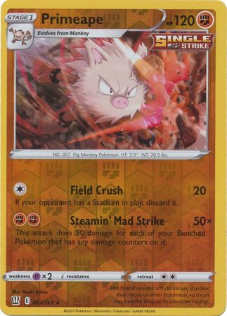 Pokemon - Primeape - 067/163 - Rare Reverse Holo - Sword & Shield: Battle Styles Singles - Top CollectiblesCollectible CardsPokémon