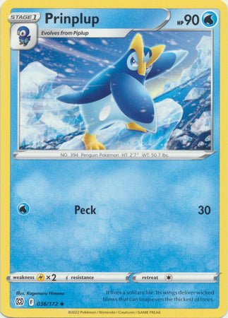 Pokemon - Prinplup - 036/172 - Uncommon - Sword &amp; Shield: Brilliant Stars Series - Top CollectiblesCollectible CardsPokémon