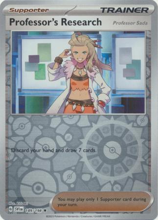 Pokemon - Professor's Research (Professor Sada) - 189/198 - Holo Rare Reverse Holo - Scarlet & Violet (Base Set) Series - Top CollectiblesCollectible CardsPokémon